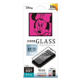 PGA　iPhone 13 / 13 Pro対応 6.1inch 2眼・3眼兼用 抗菌液晶全面保護ガラス Premium Style ミニーマウス　PG-DGL21K02MNE