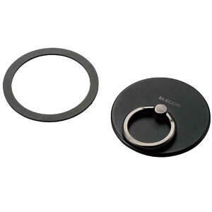 エレコム ELECOM マグネットスマホリング/薄型/メタルプレート付属/ブラック P-STRMKPSLBK