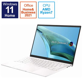 ASUS エイスース　ノートパソコン Zenbook S 13 OLED [13.3型 /Windows11 Home /AMD Ryzen 7 /メモリ：16GB /SSD：1TB /Office HomeandBusiness /2022年8月モデル] リファインドホワイト　UM5302TA-LX143WS