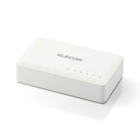 エレコム　ELECOM　スイッチングハブ LAN ハブ 5ポート Giga対応 100010010Mbps プラスチック筐体 AC電源 ファンレス 静音 省エネ機能 壁掛け設置対応 ホワイト　EHC-G05PA2-W