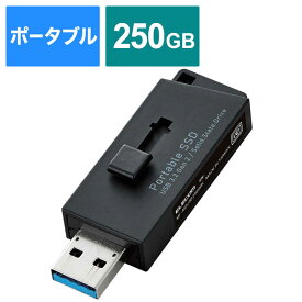 エレコム　ELECOM　SSD 外付け 250GB USB3.2 Gen2 読出最大600MB秒 超小型 スライド式 高速 抗菌・抗ウイルス 耐衝撃 USB A ×1 ブラック　ESD-EHL0250GBK