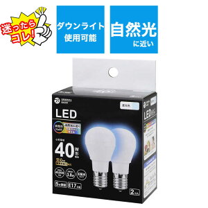 ORIGINALBASIC�@LED�d�� E17���� �f�M�{�H���Ή��m��ʓd���` 40W���� �����F 2�� �L�z���^�C�v�n�@LDA4DGE17SK40XOS2P