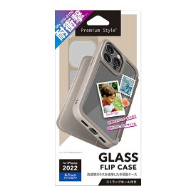 PGA　iPhone 14 Pro 6.1インチ ガラスフリップケース [ベージュ] Premium Style ベージュ　PG-22QGF02BE