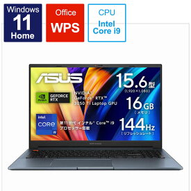 ASUS エイスース　ノートパソコン Vivobook Pro 15 [15.6型 /Windows11 Home /intel Core i9 /メモリ：16GB /SSD：512GB /WPS Office /2022年12月モデル] クワイエットブルー　K6502HE-I9R3050TIBY