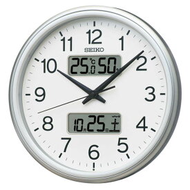 セイコー　掛け時計 (温度・湿度・カレンダー表示) 銀色メタリック ［電波自動受信機能有］　KX275S