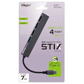 ナカバヤシ　USBハブ STIX TypeC ［バスパワー /4ポート /USB 3.2 Gen1対応］　UH-C3294GY