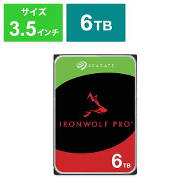 SEAGATE　Seagate IronWolf Pro 3.5インチ (ベイ無制限)6TB 内蔵HDD(CMR) データ復旧3年付 5年保証 7200rpm PC NAS 用 RVセンサー｢バルク品｣　ST6000NT001