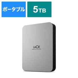エレコム　ELECOM　LaCie 外付け HDD 5TB ポータブル Mobile Drive USB3.2 USB Type-C×1 ムーン・シルバー　STLP5000400
