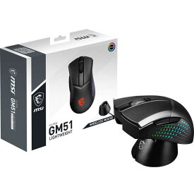 MSI　ゲーミングマウス Clutch GM51 Lightweight Wireless ［光学式 /有線/無線(ワイヤレス) /6ボタン /Bluetooth・USB］　CLUTCHGM51LIGHTWEIGH