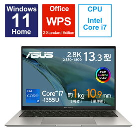 ASUS エイスース　ノートパソコン Zenbook S [13.3型 /Windows11 Home /intel Core i7 /メモリ：16GB /SSD：512GB /WPS Office /2023年4月モデル] バサルトグレー　UX5304VA-NQI7W