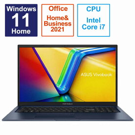 ASUS エイスース　ノートパソコン Vivobook 17 [17.3型 /Windows11 Home /intel Core i7 /メモリ：16GB /SSD：512GB /Office HomeandBusiness /2023年4月モデル] クワイエットブルー　X1704VA-AU121WS