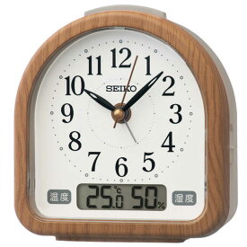 セイコー　目覚まし時計 (温度・湿度表示) 茶木目 ［アナログ］　KR523B