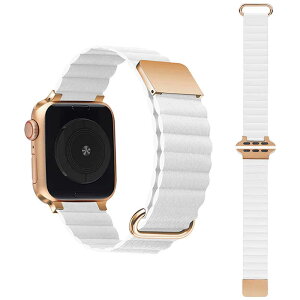 GAACAL�@Apple Watch Series 3-8/SE1-2/Ultra 42/44/45/49mm �}�O�l�b�g��PU���U�[�o���h �z���C�g×���[�Y�S�[���h�@W00186WRB
