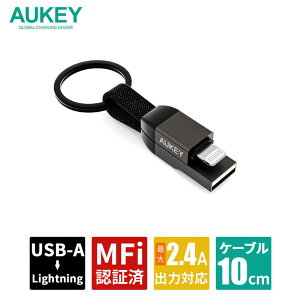 AUKEY@P[u Circlet Series ubN USB-A to Lightning MFiF؍ς }[d 10cm Black [Quick ChargeΉ]@CB-AKL6-BK
