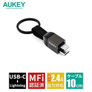 AUKEY�@�P�[�u�� Circlet Series �u���b�N USB-C to Lightning MFi�F�؍ς� �}���[�d ����10cm Black [USB Power Delivery�Ή�]�@CB-CL16-BK