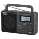 オーム電機　時計付き PLLポータブルラジオ AudioComm ブラック [ワイドFM対応 /AM/FM/短波]　RAD-T570N