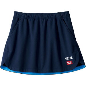 VICTAS レディース 卓球 ユニフォーム スカート インサイド ヘムカラー スカート(INSIDE HEM COLOR SK)(2XSサイズ/) ネイビー 622103