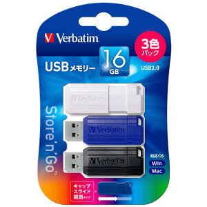 VERBATIMJAPAN�@USB������ USB Flash �������[16GB USB2.0 3�F�p�b�N 3�F�p�b�N(��/��/��) [16GB]�@USBNP16GMX3V2