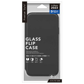 PGA　iPhone 15 Pro(6.1インチ) ガラスフリップケース Premium Style ブラック　PG-23BGF01BK