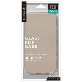 PGA　iPhone 15 Plus(6.7インチ) ガラスフリップケース Premium Style ベージュ　PG-23CGF02BE