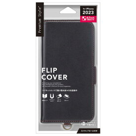 PGA　iPhone 15(6.1インチ) フリップカバー Premium Style ブラック　PG-23AFP02BK