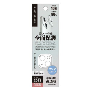PGA�@iPhone 15(6.1�C���`) �J�����t���v���e�N�^�[ �N���A/�V���o�[ Premium Style �N���A/�V���o�[ �N���A�^�V���o�[�@PG-23ACLG04SV