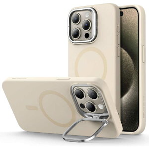 ESR@iPhone 15 Pro Max(6.7C`)X^htVRP[X Light Tan@CloudSoftCasewithStashStandforiPhone15ProMax