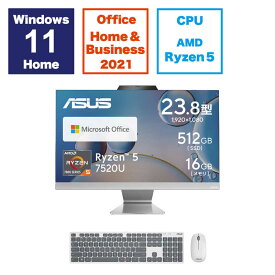 ASUS エイスース　デスクトップパソコン ［23.8型 /AMD Ryzen5 /メモリ：16GB /SSD：512GB］ ホワイト　M3402WFAK-WA018WS