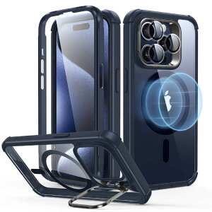 ESR�@iPhone 15 Pro�Ή� 2�p�[�g �n�C�u���b�h�P�[�X(MagSafe�Ή�) Clear Dark Blue�@ArmorToughCase