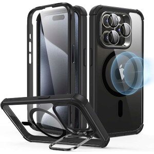 ESR�@iPhone 15 Pro Max 2�p�[�g �n�C�u���b�h�P�[�X(MagSafe�Ή�) Clear Black�@ArmorToughCase