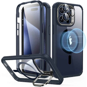 ESR�@iPhone 15 Pro Max 2�p�[�g �n�C�u���b�h�P�[�X(MagSafe�Ή�) Clear Dark Blue�@ArmorToughCase