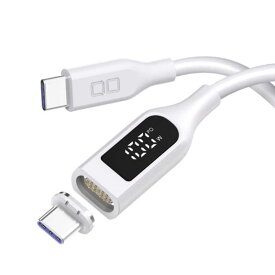 CIO　マグネットシリコンケーブル(液晶表示付き)2m ホワイト ［USB Power Delivery対応］　CIOSLMGSCCC2WH