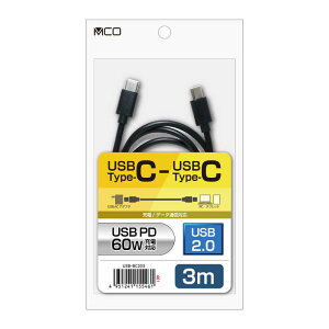 �i�J�o���V�@USB-C �� USB-C�P�[�u�� �m�[�d /�]�� /3m /USB Power Delivery /60W /USB2.0 �n�@USB-BC203