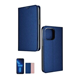 SHIZUKAWILL　iPhone13 Pro スリム 手帳型 スマホケース Deep Blue 紺色 1個入り　APIP13PSLDEBL