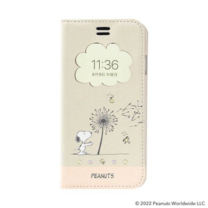 HAMEE iPhone SE 第3世代/第2世代/8/7専用 PEANUTS/ピーナッツ/フリップ窓付きダイアリーケース スヌーピー/フラワー IPSEMADOPNTFW