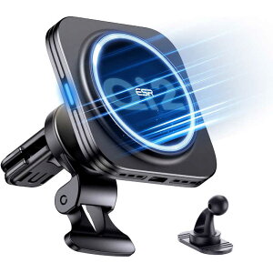 ESR@Qi2ΉMagSafeΉԍڃCX[d m1|[g /15Wn Black@ESRHaloLockMagneticWirelessCarChargerHaloLock