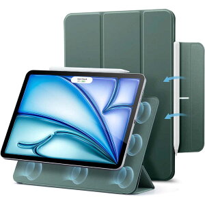 ESR�@iPad Air 11�C���` M2�Ή��y���V�����[�t�� �O�܂莮�X�^���h �}�O�l�b�g�P�[�X Forest Green�@ReboundMagneticCase