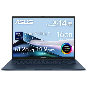 ASUS GCX[X@m[gp\R Zenbook 14 OLED [ 14^ / Win11 Home / Core Ultra7 / 16GB / SSD1TB ] |_[u[@UX3405MA-TU7161WSBL