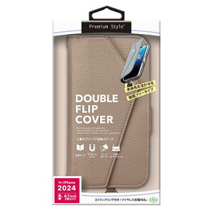 PGA�@iPhone 16(6.1�C���`)�_�u���t���b�v�J�o�[ Premium Style �x�[�W���@PG-24AFP16BE