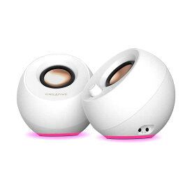 クリエイティブメディア　PCスピーカー Bluetooth＋3.5mm接続/ USB-C＋USB-A電源 Pebble Pro ［USB電源 /2.0ch］ ホワイト　SP-PBLPRO-WHA
