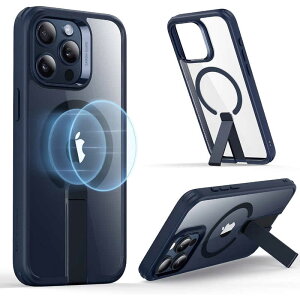 ESR�@iPhone 15 Pro Max(6.7�C���`)�X�^���h�t�n�C�u���b�h�P�[�X Clear Dark Blue�@BoostFlickstandCase-HaloLockforiPhone15ProMax