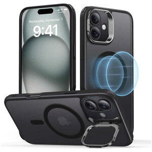 ESR�@iPhone 16(6.1�C���`)�}�O�l�b�g�Ή� �X�^���h�t�n�C�u���b�h�P�[�X Frosted Black Frosted Black�@ESRClassicHybridCasewithStashStand-HaloLock