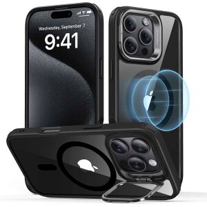 ESR�@iPhone 16 Pro(6.3�C���`)�X�^���h�t�n�C�u���b�h�P�[�X Clear Black Clear Black�@ClassicHybridCaseStashStandforiPhone16Pro
