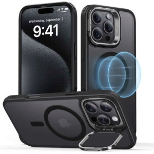 ESR�@iPhone 16 Pro Max(6.9�C���`)�X�^���h�t�n�C�u���b�h�P�[�X Frosted Black Frosted Black�@ClassicHybridCaseStashStandforiPhone16ProMax