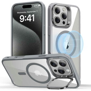 ESR@iPhone 16 Pro Max(6.9C`)X^htnCubhP[X Clear Grey Clear Grey@ClassicHybridCaseStashStandforiPhone16ProMax