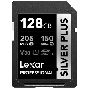 LEXAR@Lexar SDXCJ[h 128GB Professional SILVER PLUSV[Y V30 UHS-I U3 m128GBn@LSDSIPL128G-BNNNJ