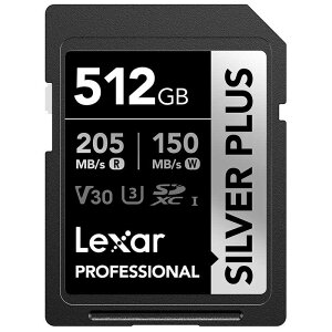 LEXAR@Lexar SDXCJ[h 512GB Professional SILVER PLUSV[Y V30 UHS-I U3 m512GBn@LSDSIPL512G-BNNNJ