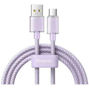 MCDODO@Type-A to Type-C 6A 100W QC2.0/3.0/4.0 Transparent Data Cable 1.2m Mcdodo Purple@BMDCA365-12-PL