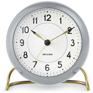 CebN@uv Station Table clock 11cm grey/wh ARNE JACOBSEN(Al RuZ)@AJ43674