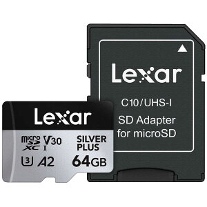 LEXAR@microSDXCJ[h 64GB Professional SILVER PLUSV[Y V30 UHS-I U3 A2 mClass10 /64GBn@LMSSIPL064G-BNANJ